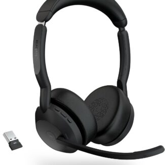 Jabra Evolve2 55 Stereo Wireless Headset - Features AirComfort Technology, Noise-Cancelling Mics & Active Noise Cancellation - MS Teams Certified, Works with Other Platforms - Black